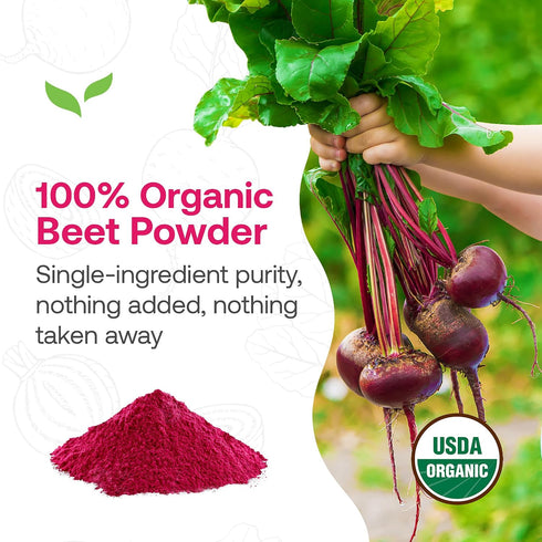 4oz, Quay Naturals Organic Beet Juice Powder, Freeze-Dried, Non-GMO, Beet Root Juice Powder for Smoothies & Baking