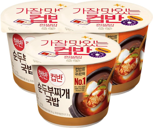 Alliving CJ Instant rice Hetbahn CupBan (3bowls, Soft Tofu Stew)