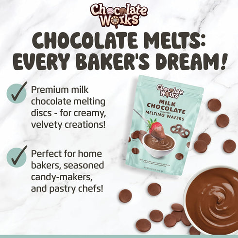 2.5lb (Pack 1) Chocolate Works Milk Chocolate Melting Chocolate Wafers