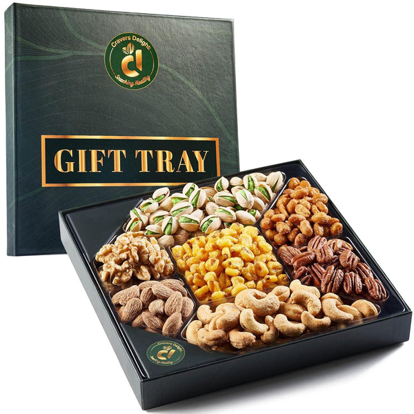 Assorted Nuts Gift Basket - 7 Nut Gift Box with Walnuts, Cashews,