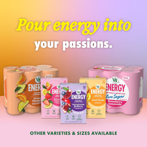 V8 8 oz. (24 Pack) Energy Zero Sugar Blueberry Raspberry, fl. Can
