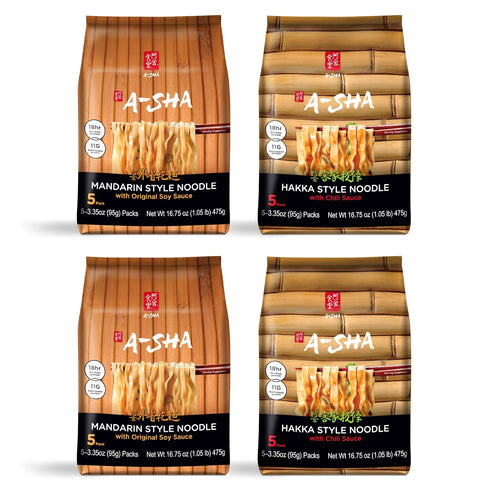 Pack 2 20 Packs A-Sha Healthy Asian Instant Noodles with Sauce | Pantry Variety Bundle | Vegan, Air Dried, High Protein