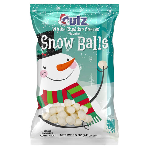 Pack 3-8.5 oz Utz Snowballs White Cheddar Cheese Balls of - Festive Holiday-Themed Cheesy Snack for All Ages