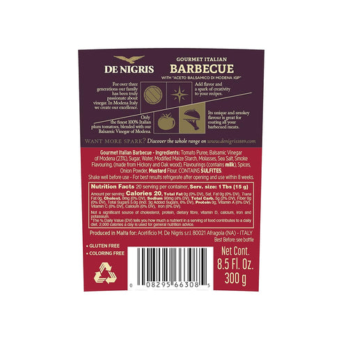 De Nigris Excellence Line - Gourmet Italian Barbecue Sauces | 10.14 Oz (Pack of 2) with Balsamic Vinegar