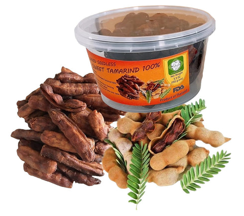 Seedless Fresh Dried Real Fruit Tamarind, See-Chom-Phoo, 150 g. (5.29 Oz.)