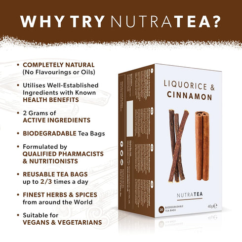 Nutra Tea Liquorice & Cinnamon Tea, Herbal Tea, 20 Tea Bags, 1 Pack