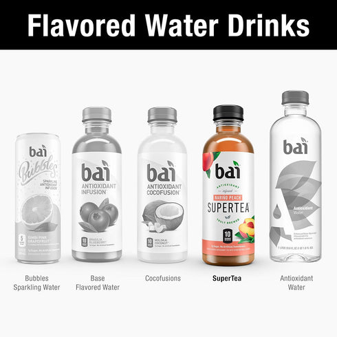 18 12 count Bai Iced Tea, Narino Peach, Antioxidant Infused Supertea, Crafted with Real Tea (Black Tea, White Tea)