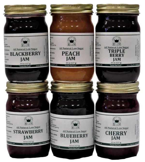 Scherger's Kettle - Shipshewana, IN Low Sugar all Natural Jams Gift Box (6-4.5 oz jars in a