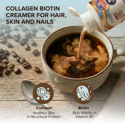 30 Collagen Creamer and Collagen and Biotin Creamer for Coffee For Skin and Hair Support, Salted Caramel, Servings