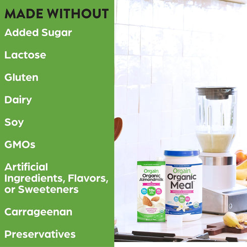 10g 32 Oz (Pack 6) Orgain Organic Vegan Protein Almond Milk, Unsweetened Vanilla - Plant Protein, Vitamin D & Calcium