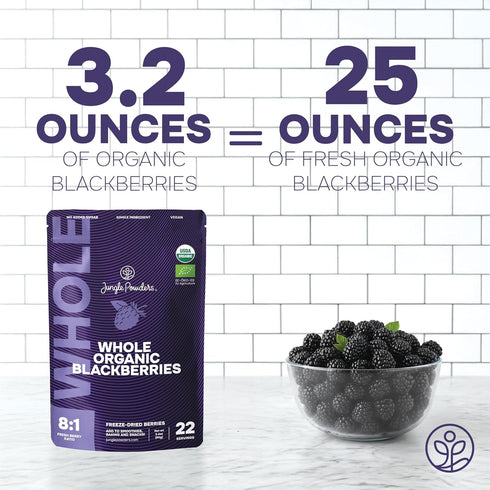 3.2 3.5 Jungle Powders Organic Whole Blackberries Fresh Freeze Dried Fruit Ounce Bag + Apricot Powder Ounce Powdered