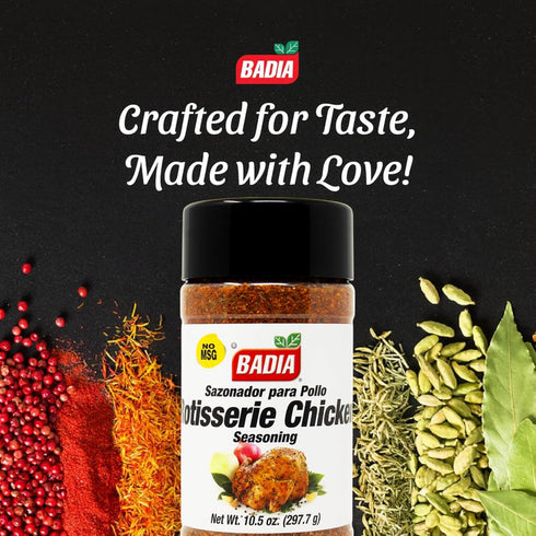 10.5 oz Badia Rotisserie Chicken Seasoning, Classic Blend for Poultry, Perfect for Roasting, Grilling & Air Frying