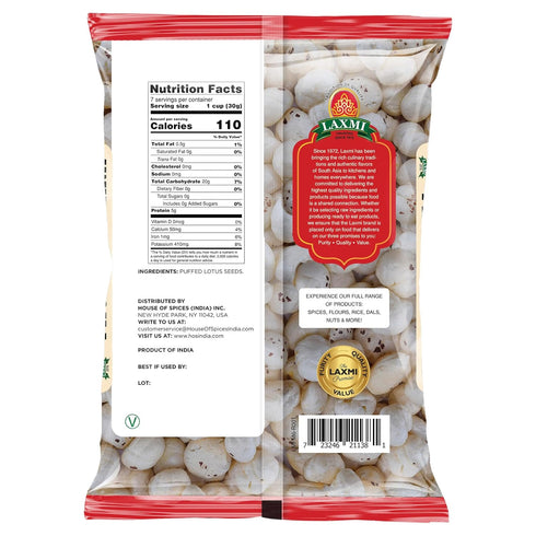 200 Laxmi Ful (Phool) Makhana - Puffed Lotus Seeds - Grams