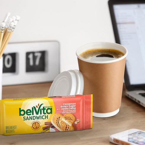 30 Packs, 6 (2 Pack) belVita Breakfast Bar Biscuit Sandwiches, Cinnamon Brown Sugar with Vanilla Creme, Total Boxes