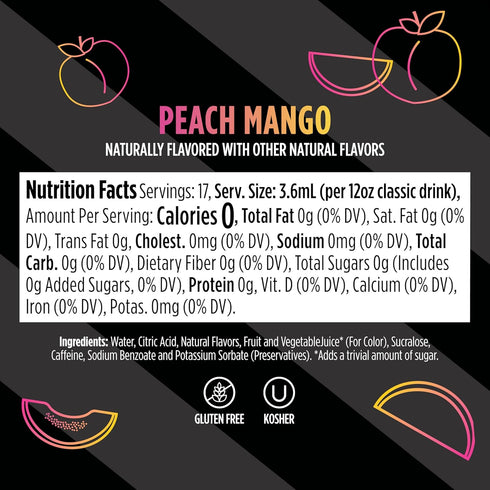 17, 12oz 3 Pack, WCFPCMGAM Ninja Thirsti Flavored Water Drops, FRUITI CHILL+ Peach Mango, Bold Fruit Flavor