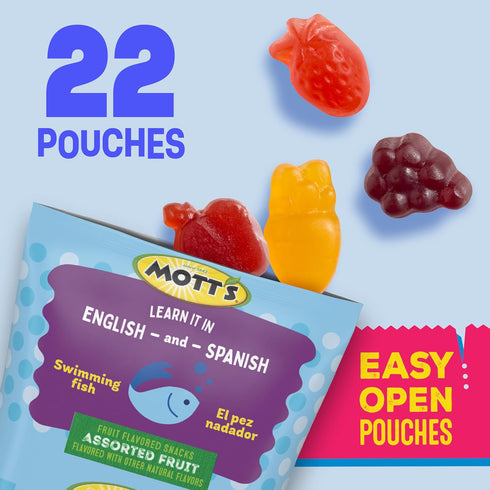 Pack, 22 17.6 oz (Pack 6) Mott's Fruit Flavored Snacks, Assorted Fruit, Gluten Free Snack, Value Pouches