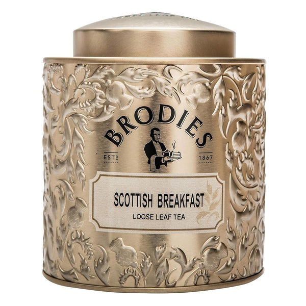 Brodies Tea, Scottish Breakfast Tea, Loose Leaf Black Tea Caddy Gift Tin