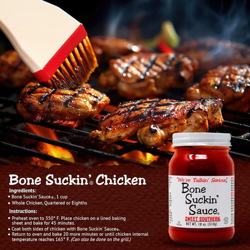 18 oz 1 Bone Suckin' Sauce Sweet Southern BBQ Sauce - in Glass Bottle, All-Purpose Barbecue Sauce, For Ribs, Chicken