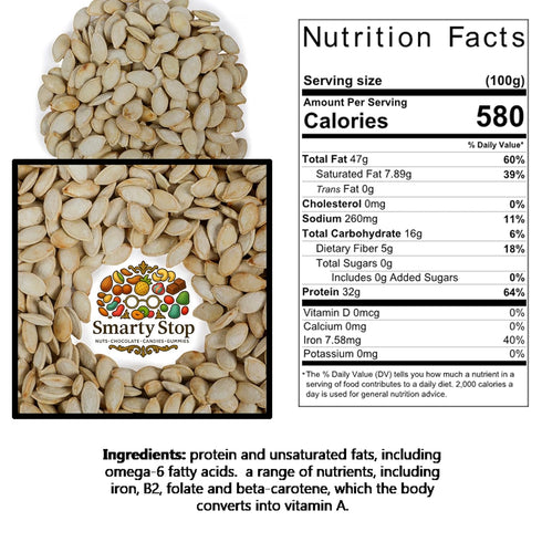 Smarty Stop 5 (Pack 1)) Seeds Collections ~ Healthy Snacks (Roasted Salted Pumpkin Seeds, Pound