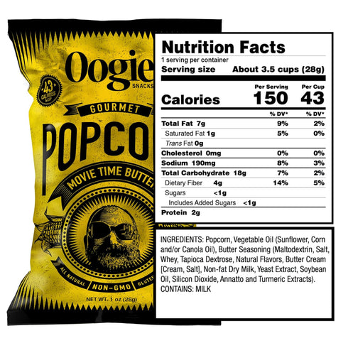 16 Pack Pack 1oz Oogie's Gourmet Popcorn| | Variety Flavor | Gluten Free Popcorn Snacks | Individual Bags