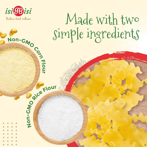 (8 oz.) isiBisi Gluten-Free Baby Mafalda Pasta - Mini Lasagna Noodles Made With Corn and Rice Flour - Vegan, Non-GMO
