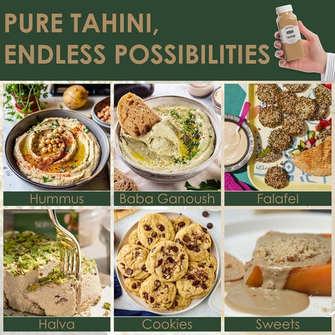 OZ ERCIYES 8.8 oz (250 Hummus, Premium Tahini Paste g) | Roasted & Ground Sesame Seeds for Vegan Dips, Dressings