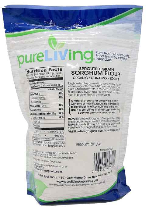 24 Pure Living Liv Organic Sprouted Flour, Sorghum, Ounce