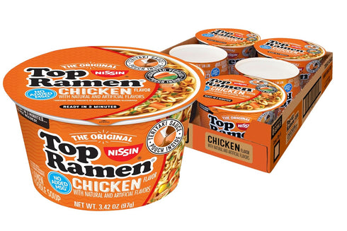 Nissin Top Ramen Bowl Ramen Noodle Soup, Chicken, 3.42 Ounce (Pack of