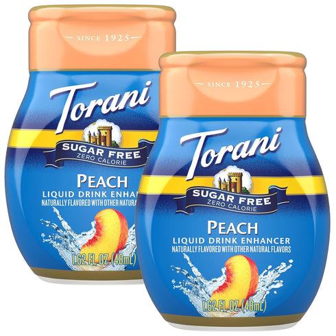 Torani Sugar Free Peach Liquid Drink Enhancer, Water Flavoring 2-Pack, 1.62 Oz