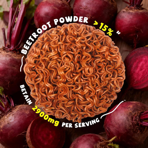 SUNGIVEN 3 2.47 OZ (Pack 10) Organic Ramen Noodles Beetroot Healthy Low Sodium Ready in Minutes Non-Fried Instant No
