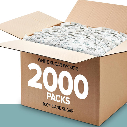Packets 2000 Count Packs Bulk White Sugar Individual Portion for Hot Drinks Great for Restaurants Offices Schools