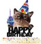 Cat Happy Birthday Cake Topper, Pet Themed Party Black Glitter Decoration Supplies