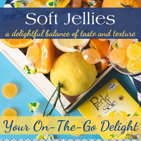 (12.35 Oz 350g Perle di Sole Candy from Italy - Italian Fruit Jelly Candy - Orange & Lemon Soft Candy Individually