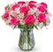 Benchmark Bouquets - Charming Roses & Alstroemeria (Glass Vase Included) - Fresh