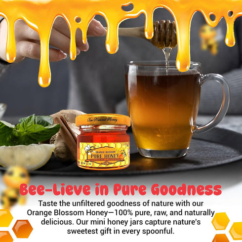 4 1.1oz Bee Natural Orange Blossom Honey | Kosher Certified | Raw and Unfiltered | Local Florida Honey | Perfect
