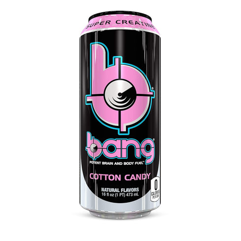 Bang Energy 0 16oz, 4 Count Bang Cotton Candy Energy Drink, Calories, Sugar Free with Super Creatine