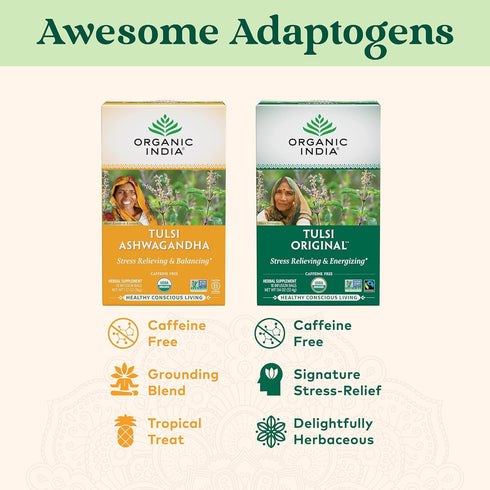 Immune 18 3 Pack ORGANIC INDIA Tulsi Original Herbal Tea - Holy Basil and African Basil Calming and Stress Relief Tea