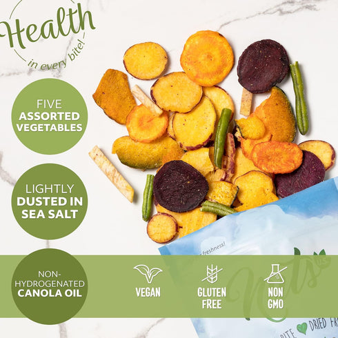 Packed 3 LBS) NUTS U.S. - Vegetable Chips | Sea-Salted | All Natural | Delicious and Fresh | Bulk Chips | in a Heavy