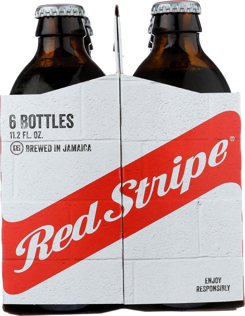 elporto surf shop 6 11.2 Oz 4.7% Red Stripe Amber Lager, Pk, Fl Glass, Abv