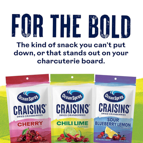 6oz (Pack 8) Ocean Spray Craisins Sweetened Dried Cranberries, Chili Lime, Pouch