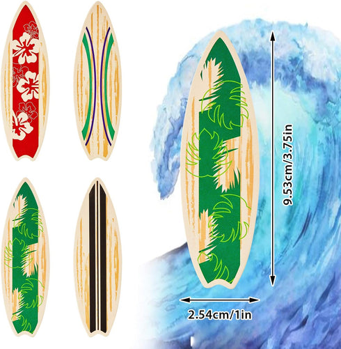 48 Pieces Surfboard Cupcake Toppers, Beach Cake Decorations, Mini Accents for Swimming Pool Summer Beach Party Supplies