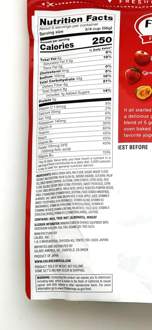 Calbee 12.35 Frugra, Fruit and Granola, Original, Ounce