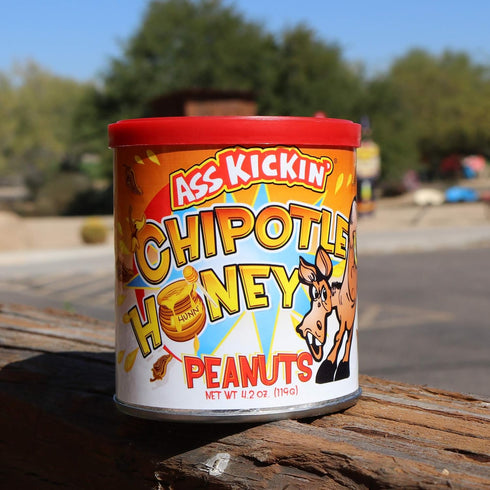 ASS KICKIN' Chipotle Honey Roasted Spicy Hot Peanuts - 4.2 Oz, Ultimate Spicy Gourmet Gift Peanuts