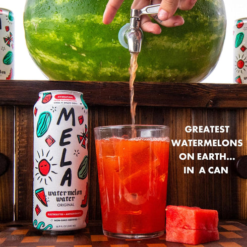 16.9 oz (Pack 12) Mela Water Watermelon Juice Drink, Electrolytes & Antioxidants, Refreshing Hydration, Coconut Water