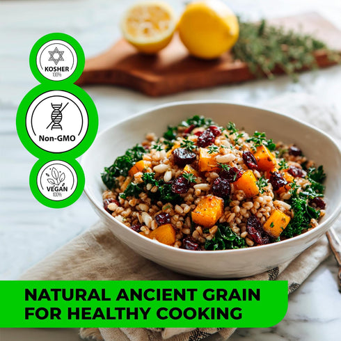 (2 lb) High-Fiber Organic Hulled Barley Whole Grain Ancient Grain, Healthy Rice & Quinoa Substitute for Meal Prep