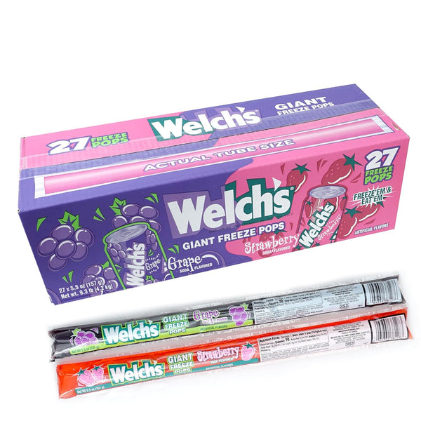 Welch Soda Giant Freeze Pops, 27 Count, 5.5oz Each, Grape & Strawberry