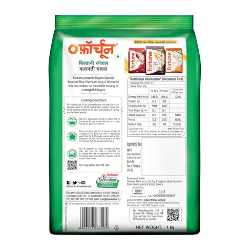 FORTUNE 1kg Special Biryani Basmati Rice