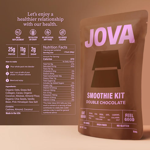 1 22g+ 6-Pack JOVA Smoothie Variety Kit (Peanut Butter, Pistachio & Double Chocolate) Nutritious, Delicious & Ready