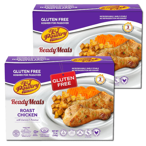 Kosher for Passover Gluten Free Meals, Roast Chicken with Potato & Carrots, 2 Pack MRE Ready to Eat