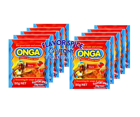 Onga Stew Seasoning, 50g, 10, 1 PACK (LARGE SIZE), Jollof Rice Seasoning, 3.8 oz, COMBO PACK